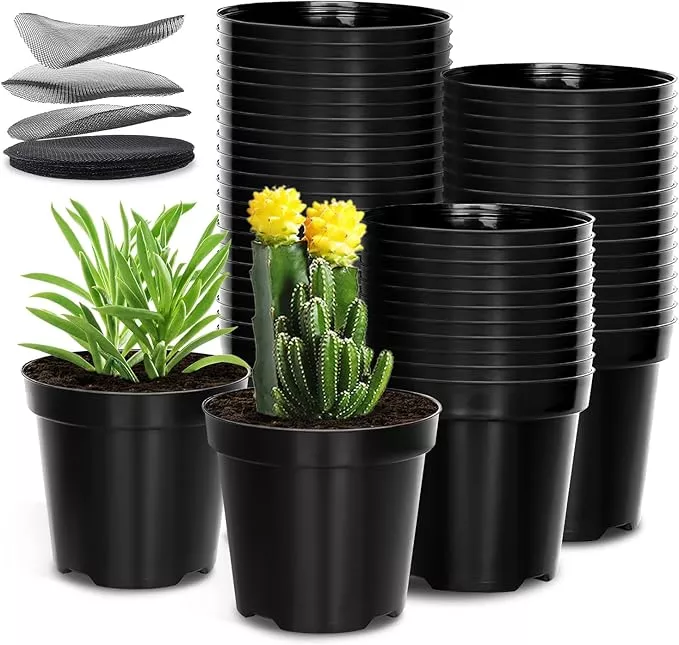 40-pack-4-inch-plant-nursery-pots-with-mesh-pad-sturdy-plastic-flower-planter-po 40 Pack 4 Inch Plant Nursery Pots with Mesh Pad, Sturdy Plastic Flower Planter Pots with Drainage Holes, Seed Starter Pots for Planting Seedings Cuttings Succulents Indoor Ourdoor, Black