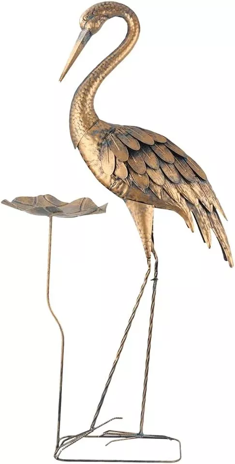 42-heron-garden-statue-outside-crane-outdoor-statue-sculpture-with-lotus-leaf-me 42'' Heron Garden Statue for Outside, Crane Outdoor Statue & Sculpture with Lotus Leaf, Metal Heron Yard Art Decor for Garden, Yard, Lawn, Pond (Gold & Blue)
