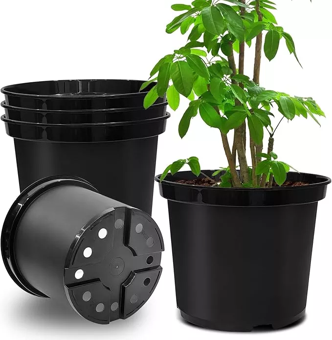 5-gallon-pots-plants-12-inch-plastic-nursery-pots-with-drainage-holes-round-stur 5 Gallon Pots for Plants, 12 Inch Plastic Nursery Pots with Drainage Holes, Round Sturdy Garden Pots for Outdoor Indoor Plants, Deep Nursery Plant Pots Planter, (5-Pack, Black)