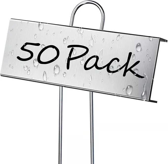 50-pack-metal-plant-labels-outdoor-garden-waterproof-plant-markers-labels-garden 50 Pack Metal Plant Labels for Outdoor Garden Waterproof Plant Markers, Labels Garden Markers for Seedlings Herbs Vegetable Greenhouse Gifts, with Pen - Black