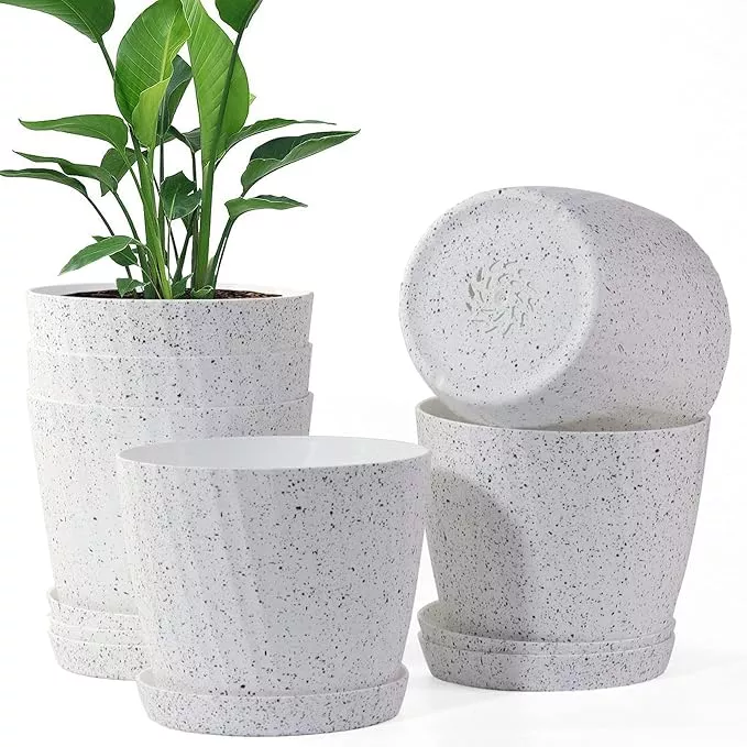6-inch-plant-pots-bulk-6-pack-plastic-planters-with-drainage-holes-saucers-indoo 6 Inch Plant Pots Bulk, 6 Pack Plastic Planters with Drainage Holes and Saucers for Indoor Outdoor House Plants and Flowers, Colorful