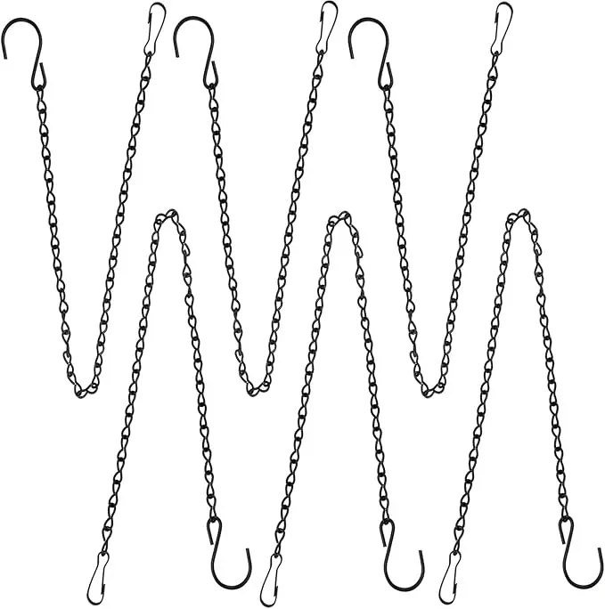 6 Pack 19.7Inches Black Hanging Chains, Garden Plant Hangers, for Bird Feeders, Billboards, Chalkboards, Planters, Lanterns, Wind Chimes and Decorative Ornaments