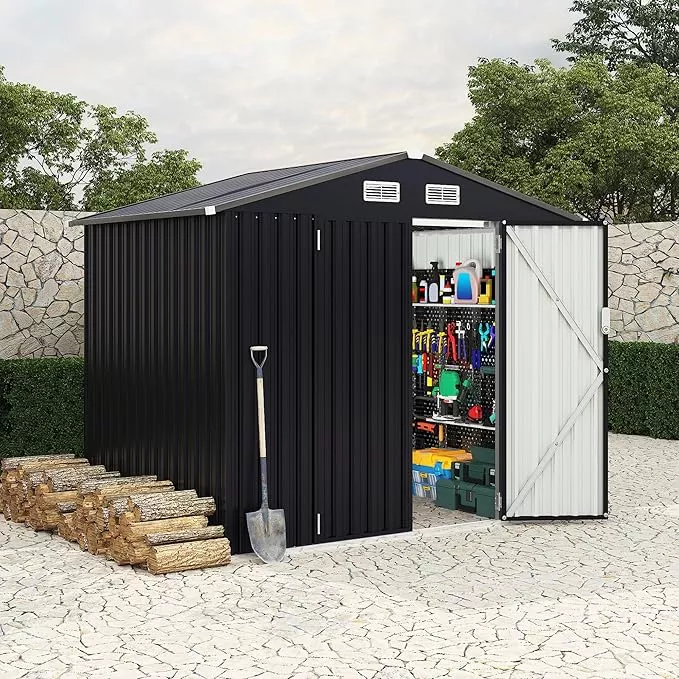 6x8-ft-metal-storage-sheds-outdoor-metal-yard-sheds-metalgarden-shed-kit-metalto 6x8 FT Metal Storage Sheds Outdoor, Metal Yard Sheds MetalGarden Shed Kit, MetalTool Shed with Lockable Door, Utility Buildings with Air Vent for Backyard Garden Patio Lawn