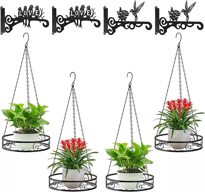 8-pack-metal-hanging-planters-outdoor-plants-heavy-duty-anti-rust-4-flower-pot-h 8-Pack Metal Hanging Planters for Outdoor Plants - Heavy Duty Anti Rust 4 Flower Pot Holder with 4 Bird Patterned Plant Hanger – Aesthetic Hanging Plant Holder for an Instant Indoor and Outdoor Decor