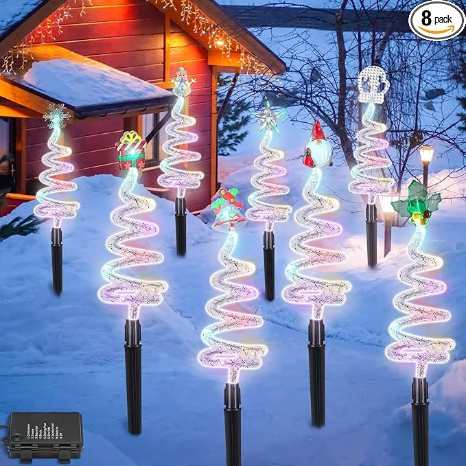 8-pcs-solar-christmas-garden-stake-lights-8-mode-yard-landscape-path-lights-xmas 8 Pcs Solar Christmas Garden Stake Lights 8 Mode Yard Landscape Path Lights Xmas Solar Christmas Decorations Outdoor Waterproof Pathway Decor for Outside Holiday Garden Patio