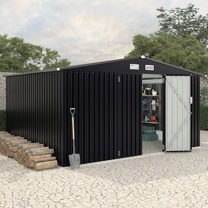 8x10-ft-metal-storage-sheds-outdoor-metal-yard-sheds-metalgarden-shed-kit-metalt 8x10 FT Metal Storage Sheds Outdoor, Metal Yard Sheds MetalGarden Shed Kit, MetalTool Shed with Lockable Door, Utility Buildings with Air Vent for Backyard Garden Patio Lawn