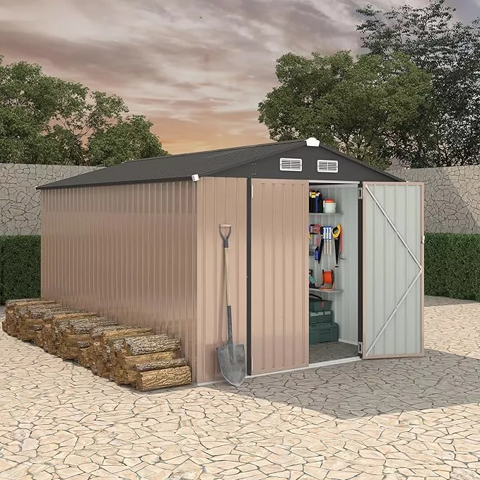 8x12-ft-metal-storage-sheds-outdoor-metal-yard-sheds-garden-shed-kit-metals-tool 8x12 FT Metal Storage Sheds Outdoor, Metal Yard Sheds Garden Shed Kit, Metals Tool Shed with Lockable Door, Metals UtilityShed Buildings with Air Vent for Backyard Garden Patio Lawn