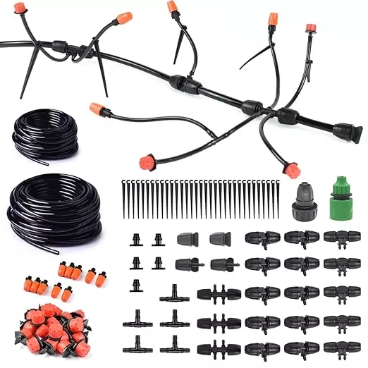 adjustable-drip-irrigation-system-garden-lawn-patio-raised-beds-automatic-irriga Adjustable Drip Irrigation System for Garden,Lawn Patio, Raised Beds - Automatic Irrigation Kits and Drip Emitters with 1/2" and 1/4" Irrigation Tubing (49FT + 49FT)