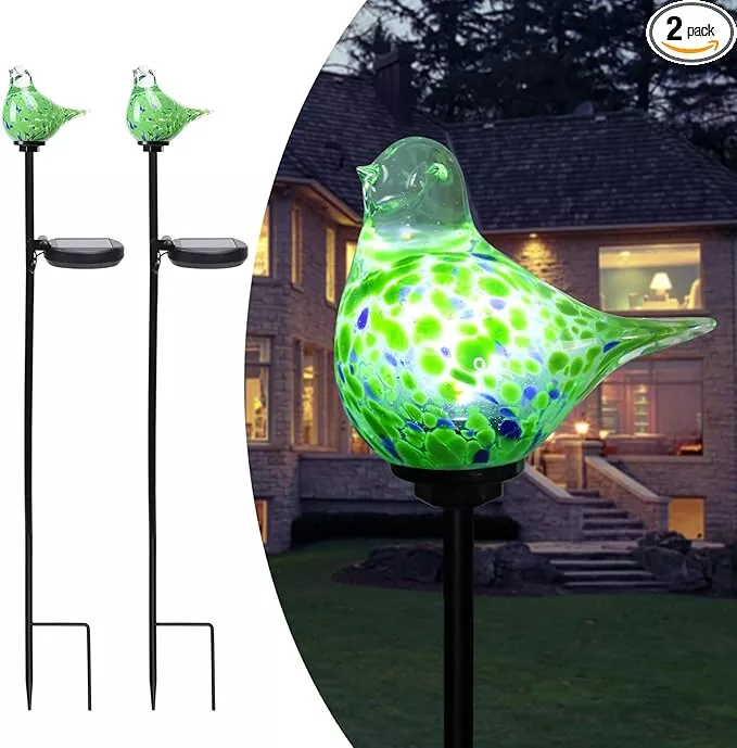 afirst-solar-outdoor-lights-decorative-hummingbird-garden-stake-handblown-glass- Afirst Solar Outdoor Lights Decorative Hummingbird Garden Stake Handblown Glass Stakes Outdoors Waterproof for Garden Pathway Decoration 2 Packs