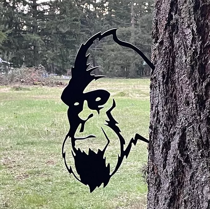 agriism-12-x-8-inches-metal-wall-art-statues-bigfoot-peeking-sasquatch-big-foot- Agriism 12" x 8" Inches Metal Wall Art Statues/Bigfoot Peeking/Sasquatch/Big Foot/Garden Stake/Tree Stake/Garden Art/Backyard Decor Perfect for Mother's Day/Father's Day