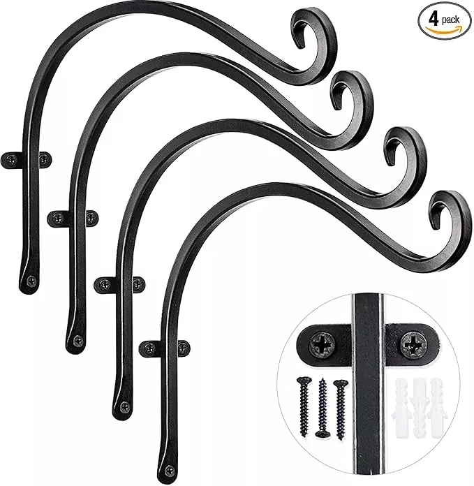 ajart-hanging-plant-hanger-outdoor-12-inch-metal-bird-feeder-wall-hooks-4-pieces AJART Hanging Plant Hanger Outdoor: 12-Inch Metal Bird Feeder Wall Hooks - 4 Pieces Rust-Resistant Plant Bracket Hook for Hanging Flower Baskets