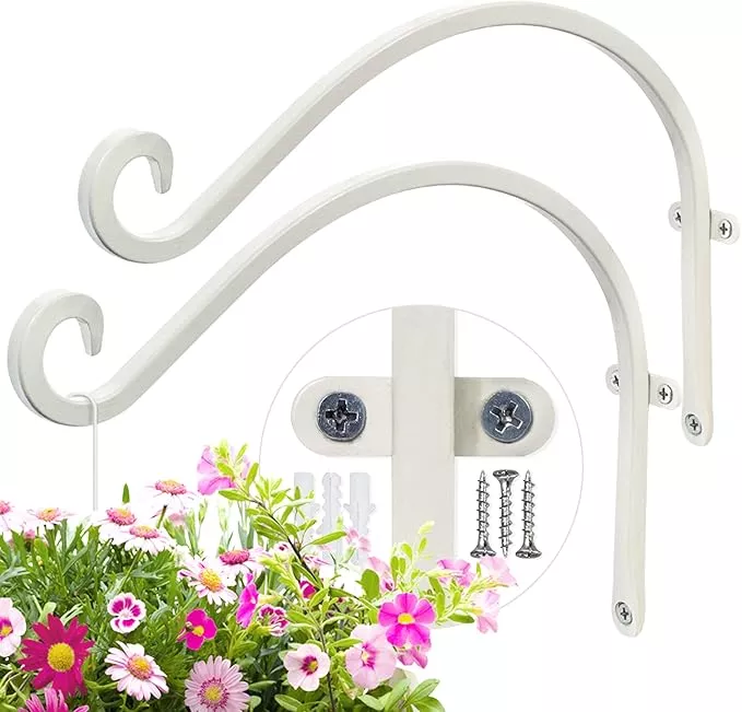 ajart-white-plant-hanger-outdoor-12-inch-plant-hooks-wall-indoor-rust-resistant- AJART White Plant Hanger Outdoor: 12-Inch Plant Hooks for Wall Indoor - Rust-Resistant Plant Bracket Hook for Hanging Flower Baskets