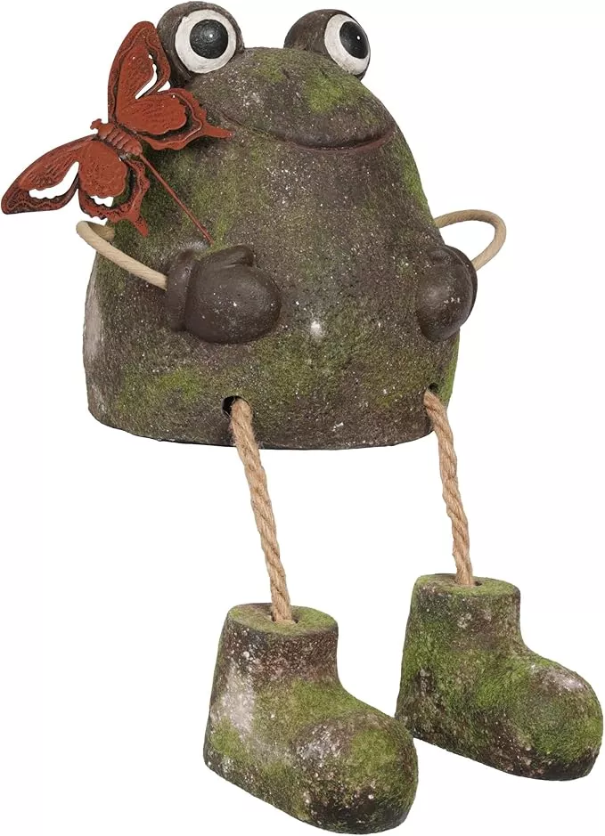 alpine-corporation-mcc836-indoor-outdoor-frog-with-butterfly-garden-statue-playf Alpine Corporation MCC836 Indoor/Outdoor Frog with Butterfly Garden Statue, Playful Frog Statue for Yard, 20" H, Green