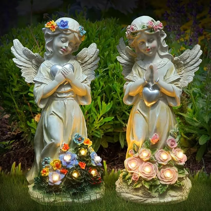 angel-garden-statue-2pcs-love-heart-solar-garden-decor-with-warm-light-waterproo Angel Garden Statue 2Pcs,Love Heart Solar Garden Decor with Warm Light,Waterproof Praying Angel Statue with Flowers,Outdoor Garden Decor Sculpture for Lawn Yard Patio Garden Gifts,Apricot