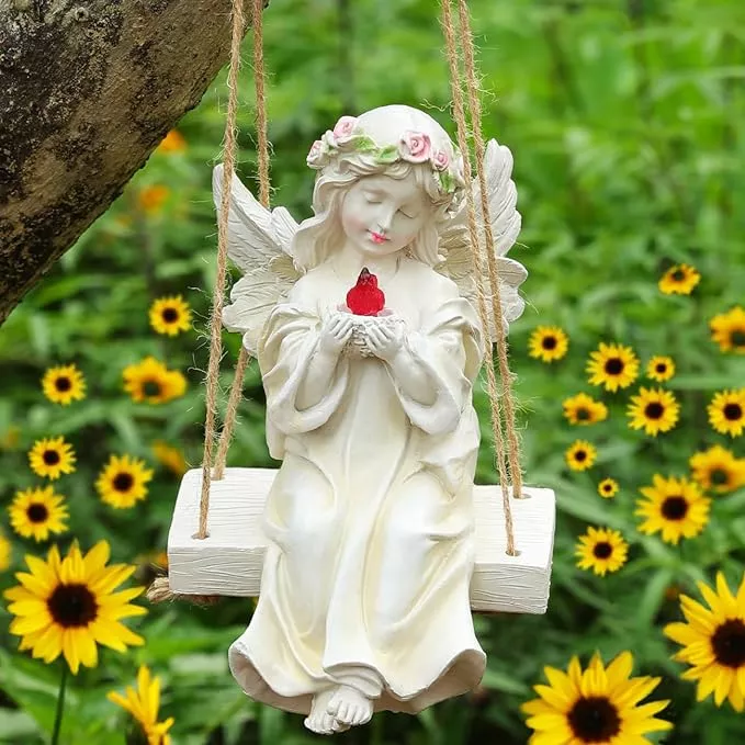 angel-garden-statue-fairy-solar-garden-decor-with-warm-light-waterproof-angel-st Angel Garden Statue,Fairy Solar Garden Decor with Warm Light,Waterproof Angel Statue with Swing & Holding Bird,Outdoor Garden Decor for Lawn Yard Patio Windowsill Garden Gifts, Apricot
