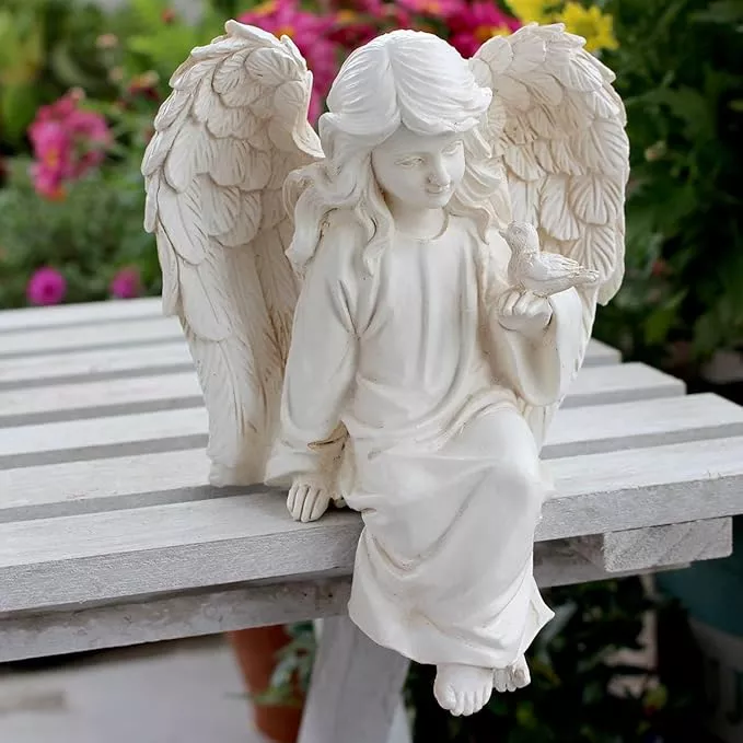 angel-garden-statue-sitting-angel-sculpture-resin-angel-with-bird-figurine-patio Angel Garden Statue, Sitting Angel Sculpture, Resin Angel with Bird Figurine for Patio Yard Porch Lawn Outdoor Decor Home Shelf Sitter Memorial Spiritual Gifts