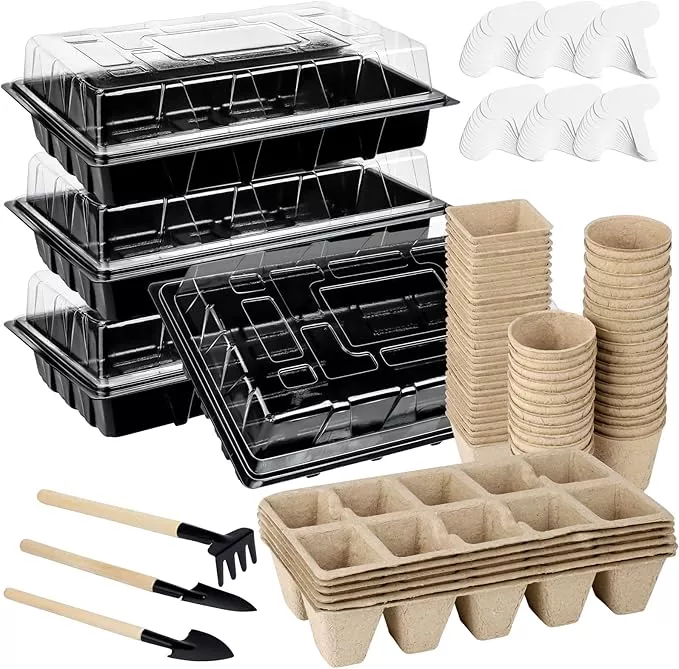 aodaer-193-pack-seed-starter-kit-including-seed-starter-tray-peat-pots-seedlings Aodaer 193 Pack Seed Starter Kit Including Seed Starter Tray Peat Pots for Seedlings with Plant Labels, Tool, Plastic Growing Trays Germination Tray Paper Seedling Cups for Indoor Outdoor Garden