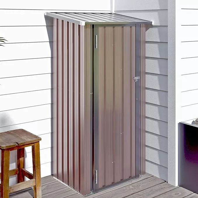 aoxun-3-x2-1-outdoor-metal-storage-shed-with-lockable-doors-steel-utility-tool-s Aoxun 3’x2.1’ Outdoor Metal Storage Shed with Lockable Doors, Steel Utility Tool Shed, Metal Sheds Outdoor Storage for Garden, Patio, Backyard and Lawn, Brown