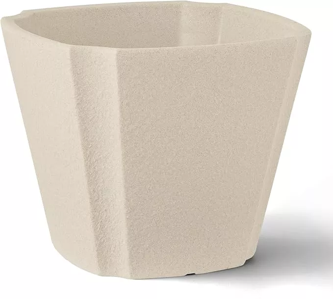 arbora-16-monaco-square-polyresin-indoor-outdoor-planter-with-classic-cream-fini ARBORA 16" Monaco Square Polyresin Indoor and Outdoor Planter with Classic Cream Finish - Durable, Weatherproof, Lightweight, Large Plant Pot for Patio, Garden, Deck, Entryway