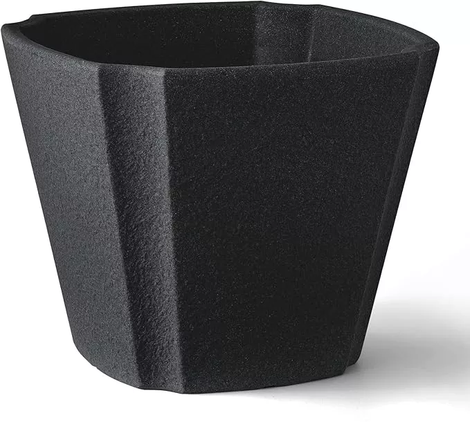 arbora-20-monaco-square-polyresin-indoor-outdoor-planter-with-classic-black-fini ARBORA 20" Monaco Square Polyresin Indoor and Outdoor Planter with Classic Black Finish - Durable, Weatherproof, Lightweight, Large Plant Pot for Patio, Garden, Deck, Entryway
