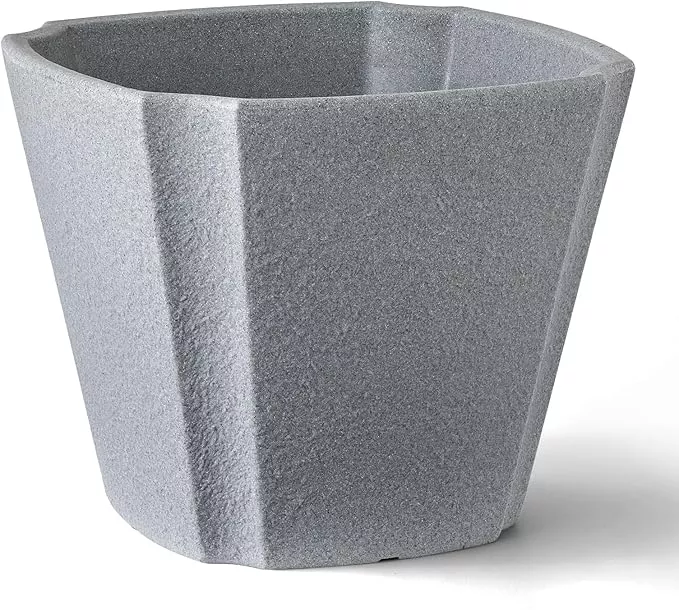 arbora-20-monaco-square-polyresin-indoor-outdoor-planter-with-stone-blend-concre ARBORA 20" Monaco Square Polyresin Indoor and Outdoor Planter with Stone Blend Concrete Gray Finish - Durable, Weatherproof, Lightweight, Large Plant Pot for Patio, Garden, Deck, Entryway