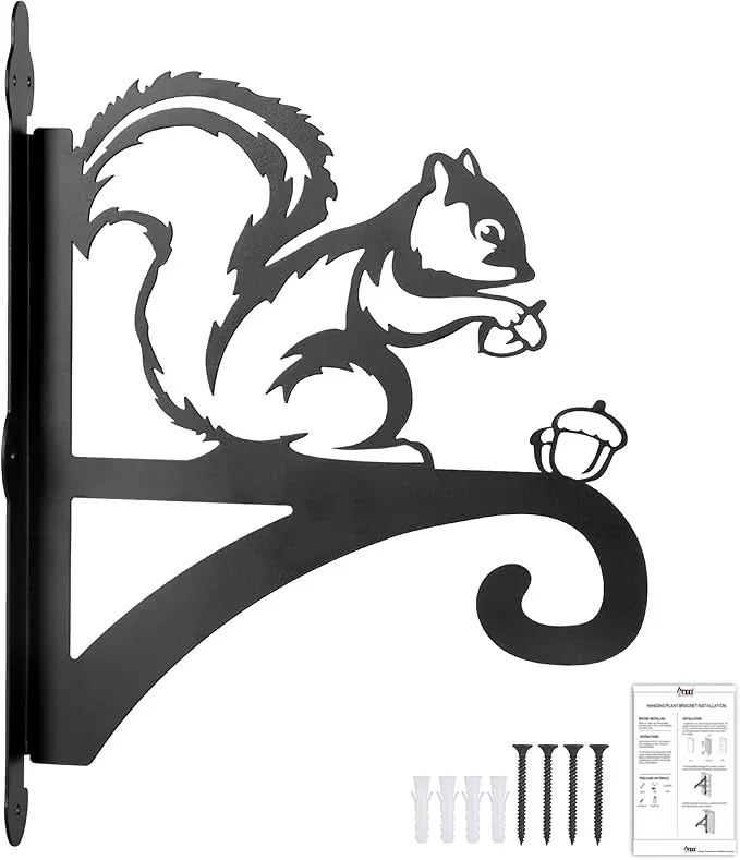 atkke-hanging-plant-bracket-hangers-indoor-iron-wall-mount-11-squirrel-silhouett ATKKE Hanging Plant Bracket Hangers Indoor Iron Wall Mount,11” Squirrel Silhouette Ornamental Iron Hangers Hookers for Flower Pot Lantern Bird Feeder Wind Chimes