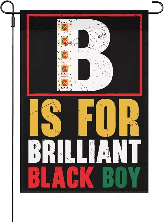 B Is For Brilliants Black Boy Kid Black Historys Month Garden Flags 12x18 Double Sided Novelty Garden Banner for Summer