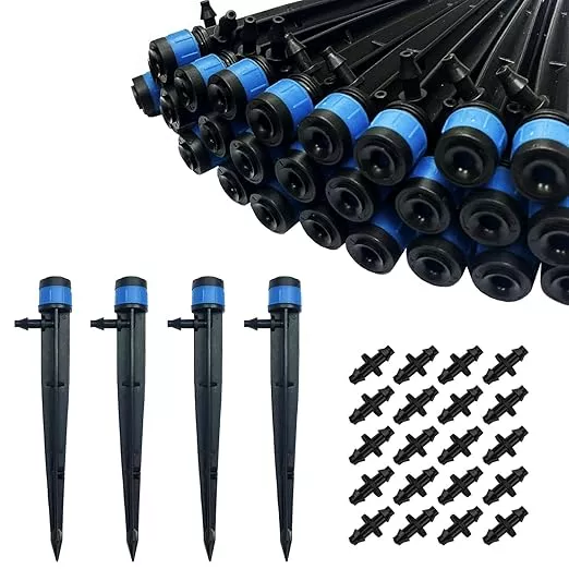 beadnova-drip-irrigation-spray-emitters-50pcs-drip-emitters-1-4-inch-with-straig BEADNOVA Drip Irrigation Spray Emitters 50pcs Drip Emitters for 1/4 Inch with Straight Coupling Full Circle Micro Sprinkler Adjustable Irrigation Drippers for Drip Irrigation Parts Garden Patio Lawn