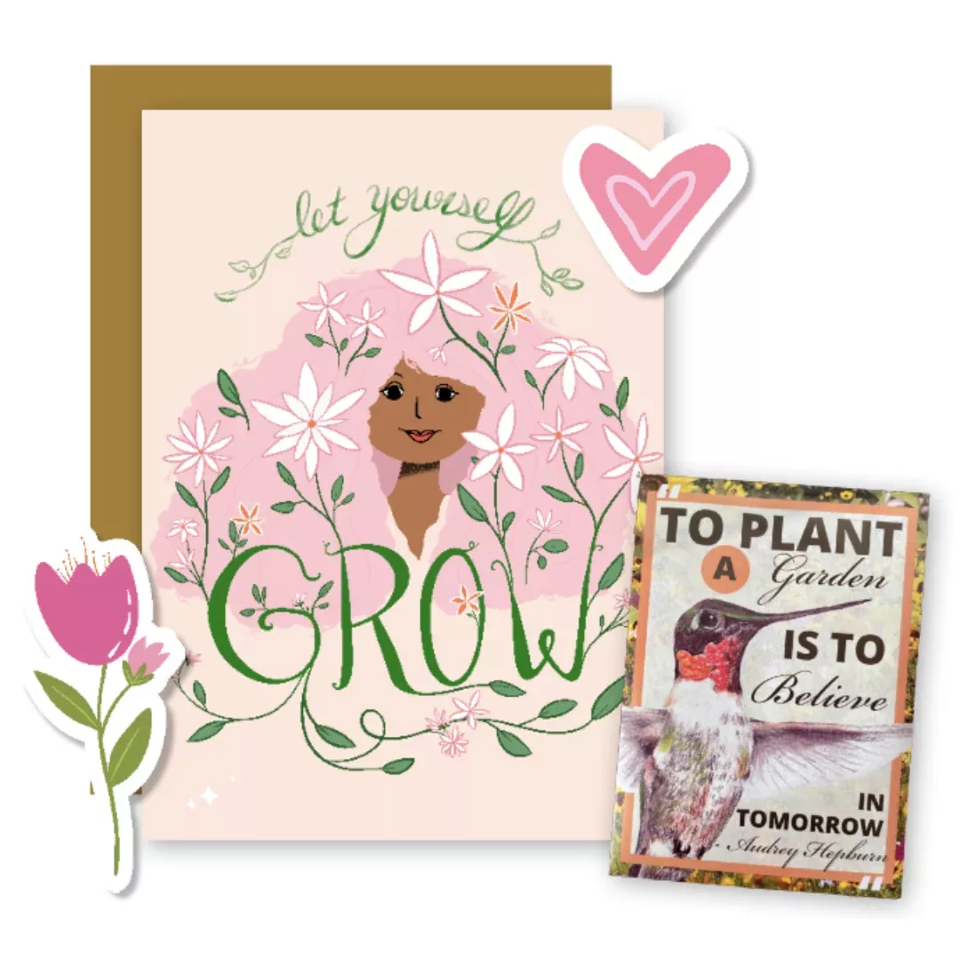 believe-in-tomorrow-garden-greetings-kit-w-wildflower-seed-packet-infosheets-let "Believe in Tomorrow" Garden Greetings Kit w. Wildflower Seed Packet, Infosheets + "Let Yourself Grow" Greeting Card (Celebrate Pollinators)