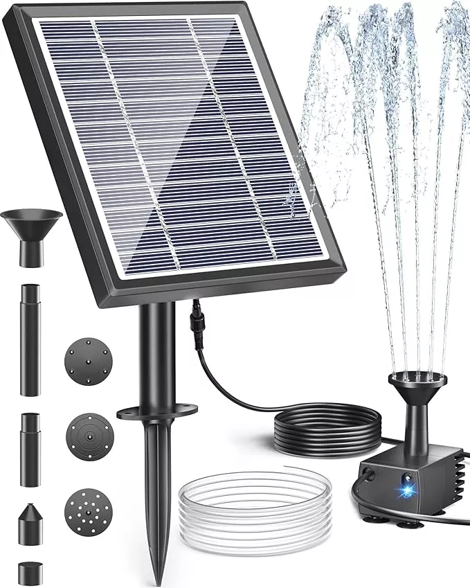 biling-solar-fountain-bird-bath-solar-panel-kit-outdoor-solar-water-pump-with-4f Biling Solar Fountain for Bird Bath, Solar Panel Kit Outdoor Solar Water Pump with 4ft Tubing for Hummingbird Bath, Small Pond and Fish Tank