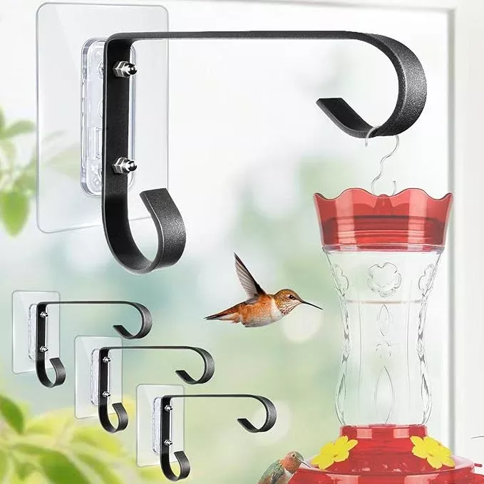 bird-feeder-hanger-window-mount-metal-hanging-bird-feeder-6inch-geometric-window Bird Feeder Hanger Window Mount: Metal Hanging Bird Feeder 6Inch - Geometric Window Hummingbird Feeder - for Outside Decorative - 4pcs