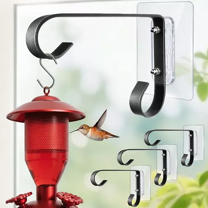 bird-feeder-hanger-window-mount-metal-hanging-bird-feeder-8inch-geometric-window Bird Feeder Hanger Window Mount: Metal Hanging Bird Feeder 8Inch - Geometric Window Hummingbird Feeder - for Outside Decorative - 4pcs