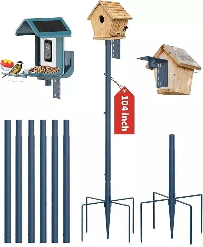 bird-feeder-pole-stand-104-inch-height-feeding-station-with-1-inch-dia-heavy-dut Bird Feeder Pole Stand – 104 Inch Height Feeding Station with 1-Inch Dia Heavy Duty for Hanging Feeders, Bird House Pole Mount Kit for Outdoor, Slip-Fit Connection,Copper Brushed