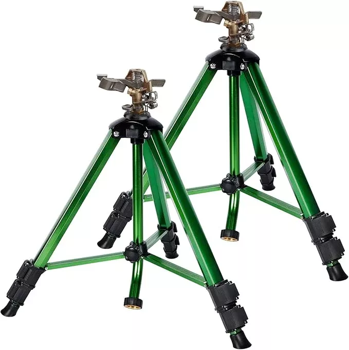 biswing-impact-sprinkler-head-on-tripod-base-heavy-duty-lawn-sprinklers-360-degr Biswing Impact Sprinkler Head on Tripod Base, Heavy Duty Lawn Sprinklers, 360 Degree Large Area Irrigation, Brass Sprinkler Nozzle & Solid Alloy Metal Extension Legs Flip Locks, 1 Pack