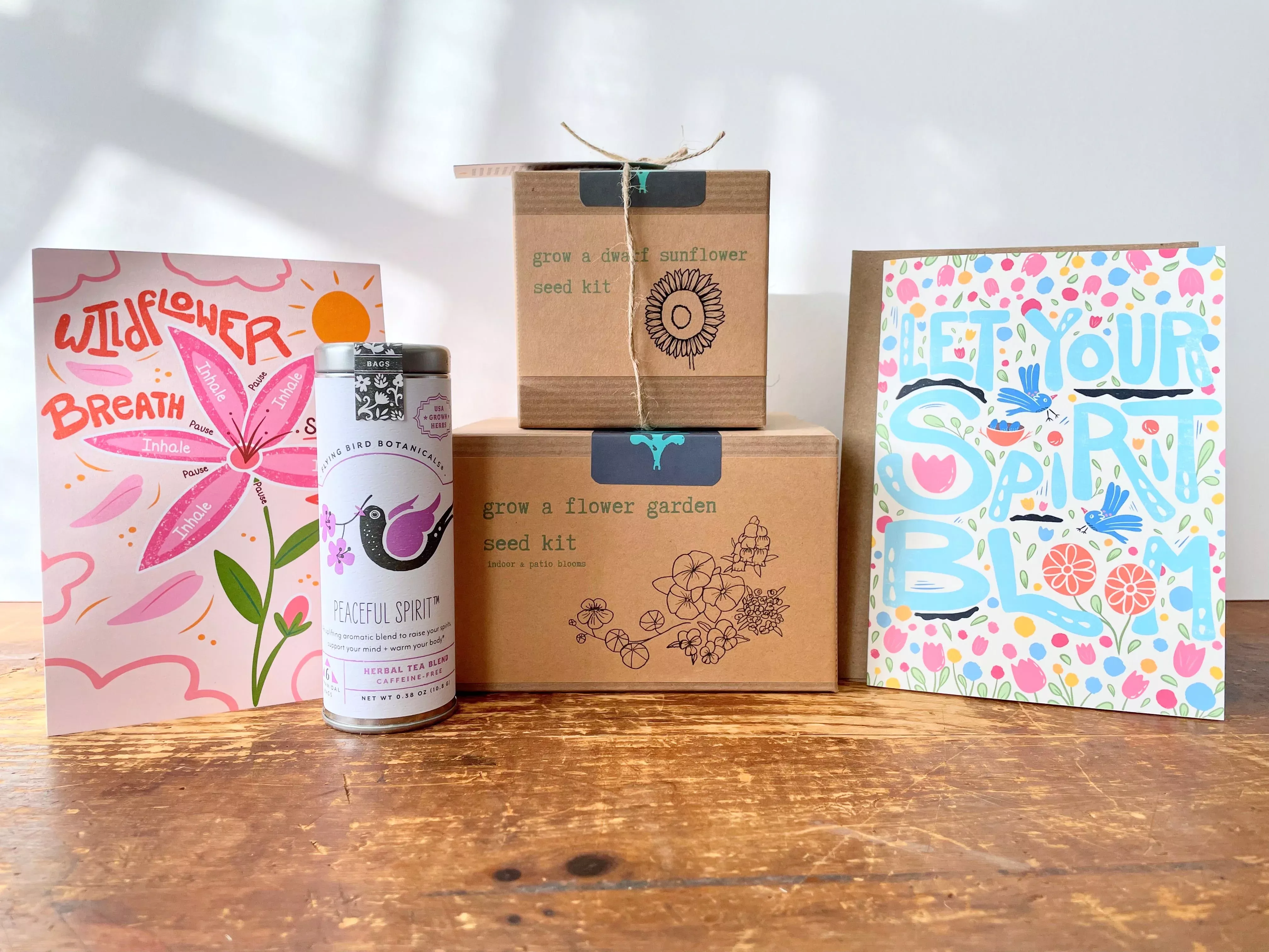 blooming-wellness-growing-gift-box-sunflower-kit-flower-garden-kit-tea-meditatio "Blooming Wellness" Growing Gift Box: Sunflower Kit, Flower Garden Kit, Tea, Meditation Card, Blooming Wellness Greeting Card (Grow & Bloom)
