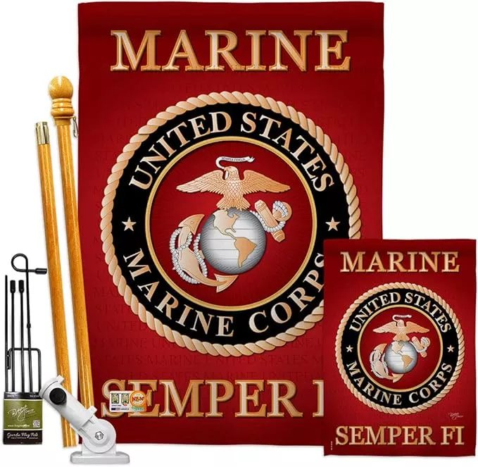 breeze-decor-fk108057-bo-marine-corps-americana-military-decorative-vertical-kit Breeze Decor FK108057-BO Marine Corps Americana Military Decorative Vertical Kit, 1 x House & 1 x Garden Flags, Thick Fabric