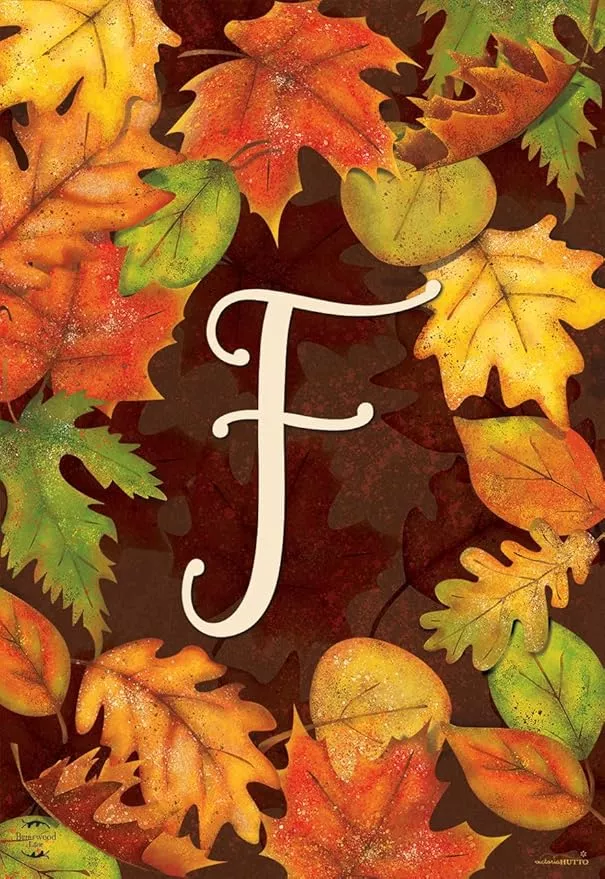 briarwood-lane-fall-leaves-monogram-letter-f-garden-flag Briarwood Lane Fall Leaves Monogram Letter F Garden Flag