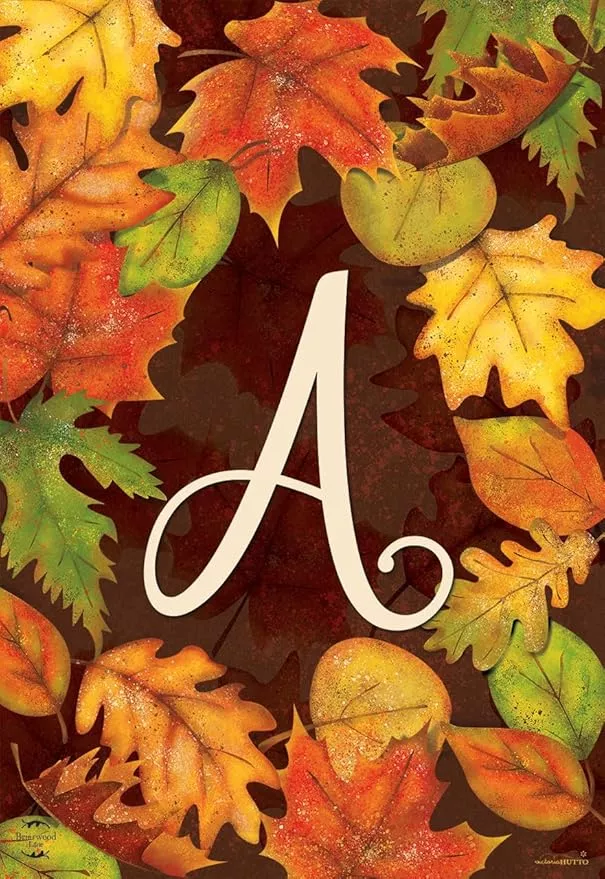 briarwood-lane-fall-leaves-monogram-letter-garden-flag Briarwood Lane Fall Leaves Monogram Letter A Garden Flag