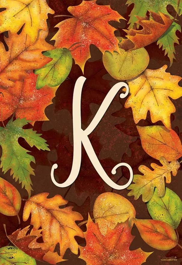 briarwood-lane-fall-leaves-monogram-letter-k-garden-flag Briarwood Lane Fall Leaves Monogram Letter K Garden Flag