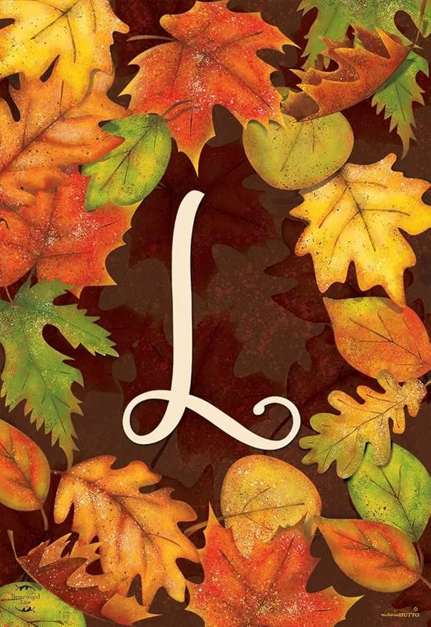 briarwood-lane-fall-leaves-monogram-letter-l-garden-flag Briarwood Lane Fall Leaves Monogram Letter L Garden Flag