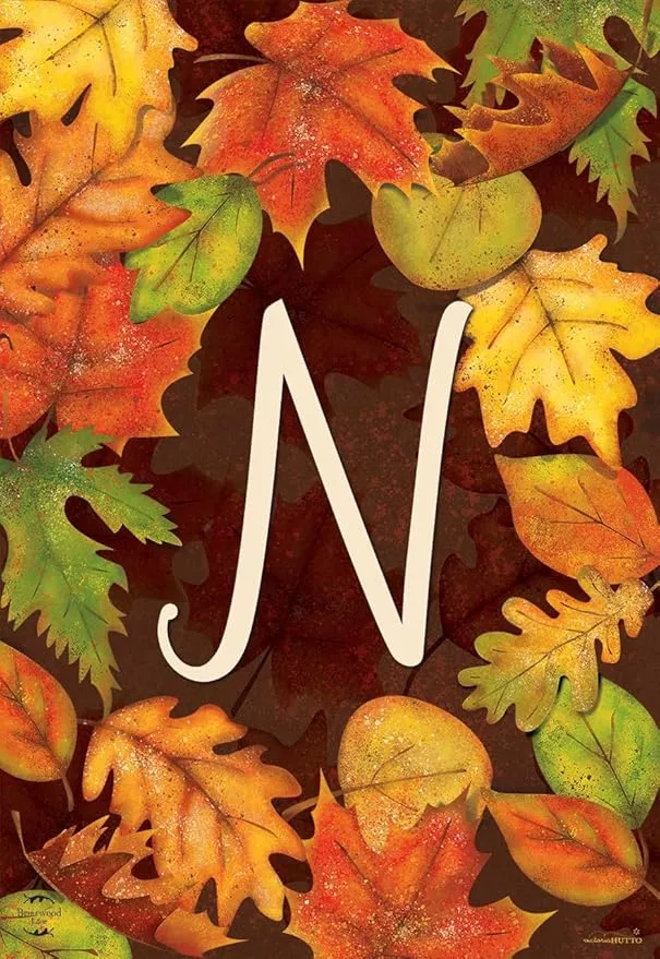 briarwood-lane-fall-leaves-monogram-letter-n-garden-flag Briarwood Lane Fall Leaves Monogram Letter N Garden Flag
