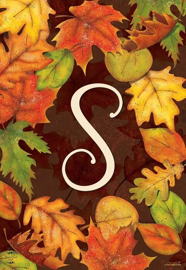 briarwood-lane-fall-leaves-monogram-letter-s-garden-flag Briarwood Lane Fall Leaves Monogram Letter S Garden Flag