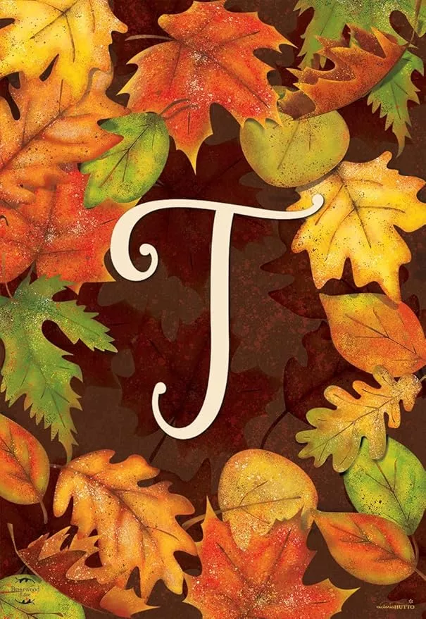 briarwood-lane-fall-leaves-monogram-letter-t-garden-flag Briarwood Lane Fall Leaves Monogram Letter T Garden Flag