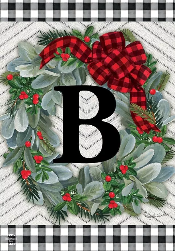 briarwood-lane-winter-wreath-monogram-letter-b-garden-flag Briarwood Lane Winter Wreath Monogram Letter B Garden Flag