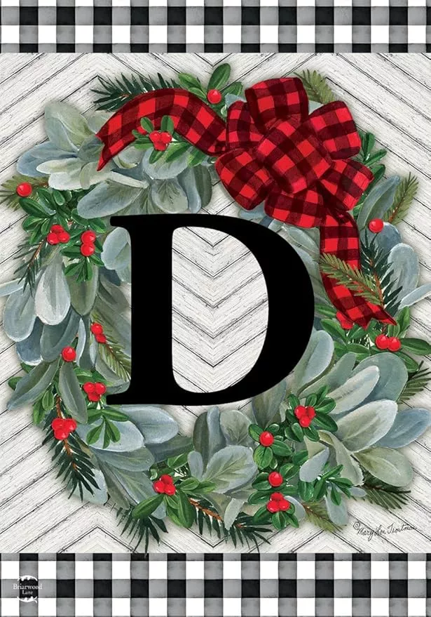 briarwood-lane-winter-wreath-monogram-letter-d-garden-flag Briarwood Lane Winter Wreath Monogram Letter D Garden Flag