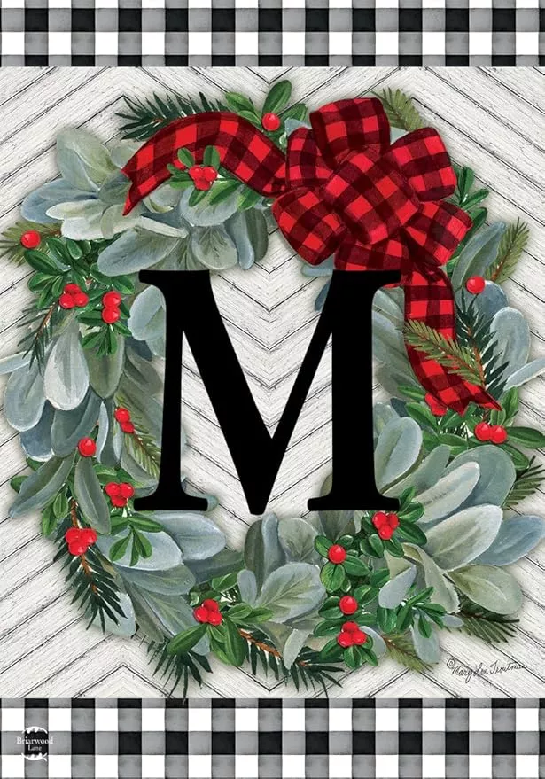 briarwood-lane-winter-wreath-monogram-letter-m-garden-flag Briarwood Lane Winter Wreath Monogram Letter M Garden Flag