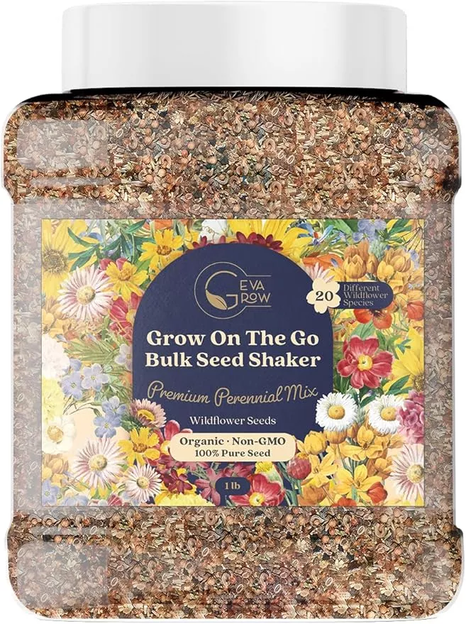 bulk-wildflower-seed-shaker-perennial-flower-seeds-mix-to-plant-anywhere-by-geva Bulk Wildflower Seed Shaker – Perennial Flower Seeds Mix to Plant Anywhere, by Geva Grow | 20 - Different Type Beautiful Perennial Wildflower Seeds Bulk 900,000+ Seeds, 1 Pound Tub