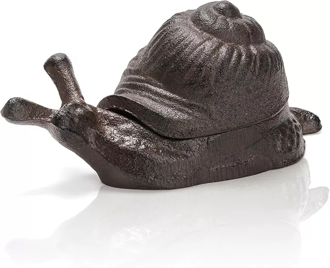 Cast Iron Key Hider, Snail Hide-a-Key Holder, Outside Spare Key Hider Figurine, Small Snail Garden Statues Ornament, Decorative Jewelry Trinkets Box for Ear Studs Rings Paper Clips
