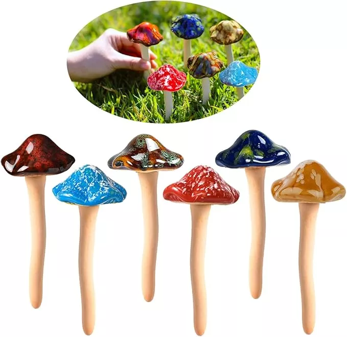 ceramic-mushrooms-garden-6-pack-small-mushroom-decor-garden-decor-outside-outdoo Ceramic Mushrooms for Garden 6 Pack Small Mushroom Decor Garden Decor Outside Outdoor Lawn Ornaments Decorative Plant Stakes Decorations for Pots Yard Little Toadstool Statue Gifts Brown