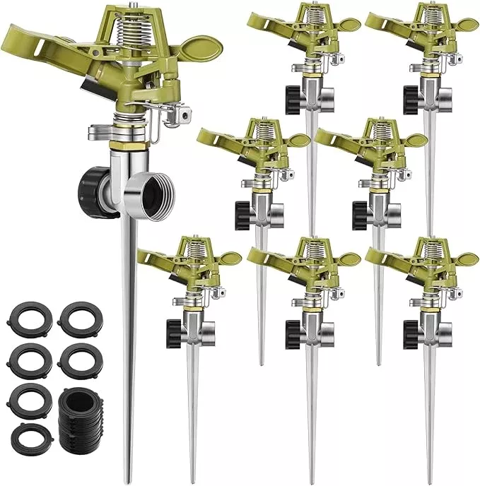 chengu-8-set-zinc-alloy-water-sprinklers-heads-lawns-yard-heavy-duty-adjustable- Chengu 8 Set Zinc Alloy Water Sprinklers Heads for Lawns Yard Heavy Duty Adjustable 360 Degree Watering Impact Pulsating Garden Sprinklers Multipack for Large Area Irrigation